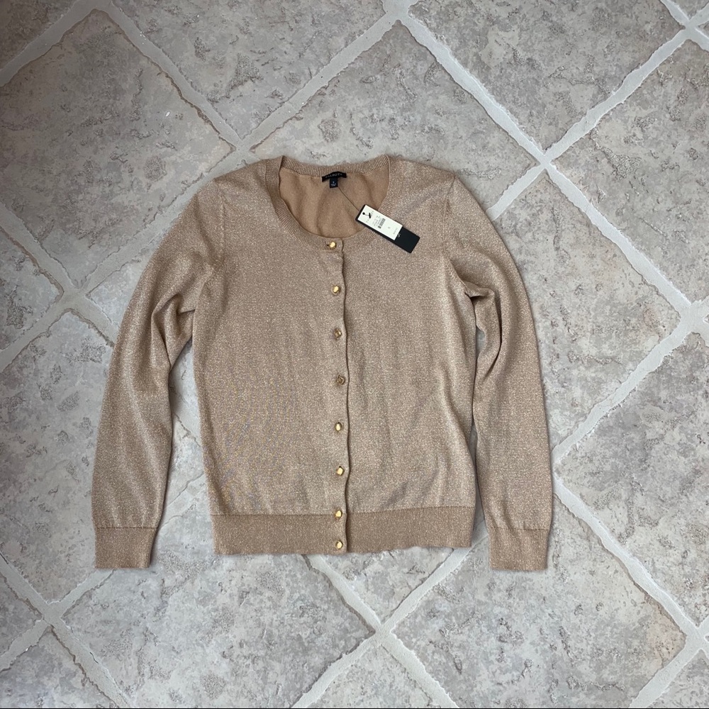 Talbots Sz S Gold Shimmer Cardigan NWT